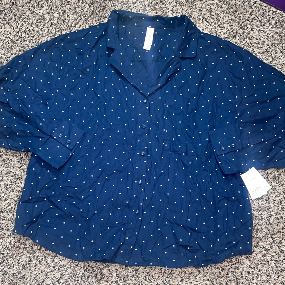 Auden Flannel Cotton Button Up Pajama Top Woman’s Size M | NWT